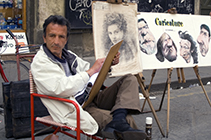 Maler auf der Piazza della Signoria, Florenz, Toskana, Italien - painter at the piazza della signoria, florence, tuskany, italy