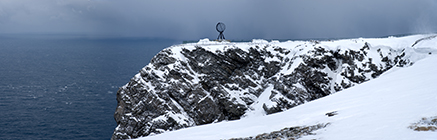 Nordkap mit eisernem Globus im Winter, Norwegen - north cape with iron globe in the winter, norway